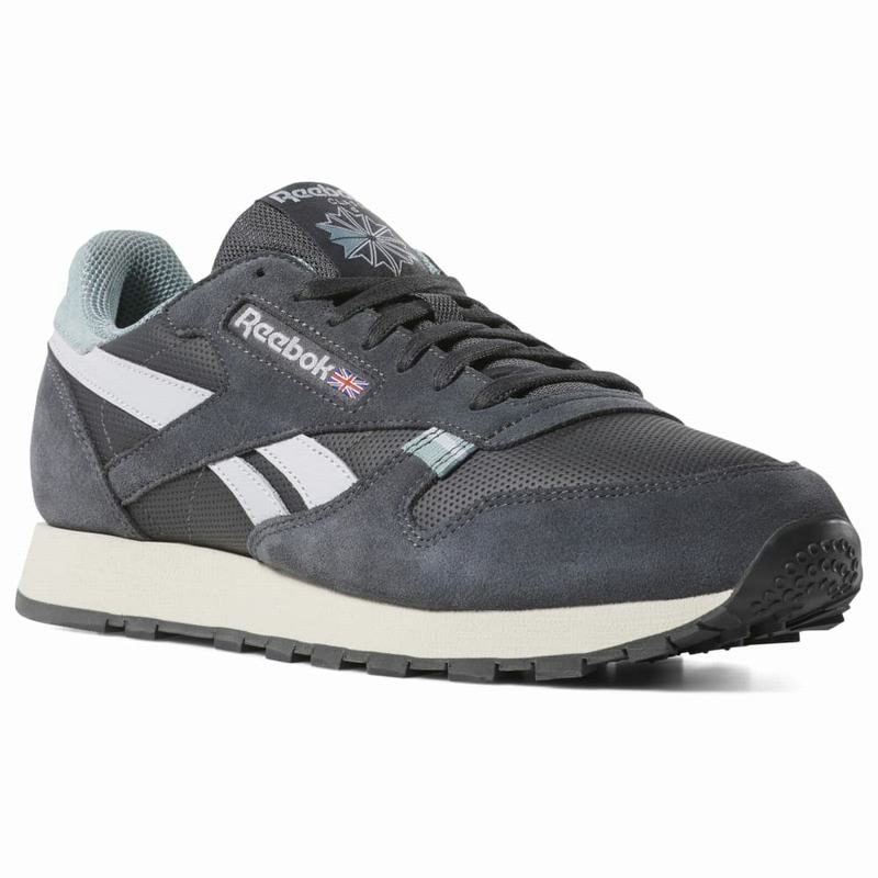 Tenisi Reebok Classic Leather Barbati Gri/Turcoaz Romania AL9037OH